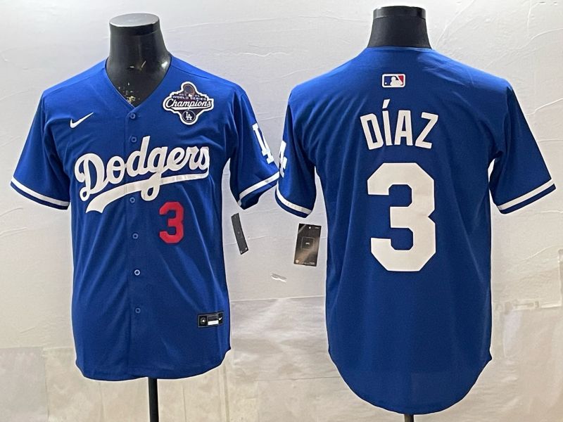 Men 2026 Los Angeles Dodgers #3 Diaz Blue Game Nike MLB Jersey style 007